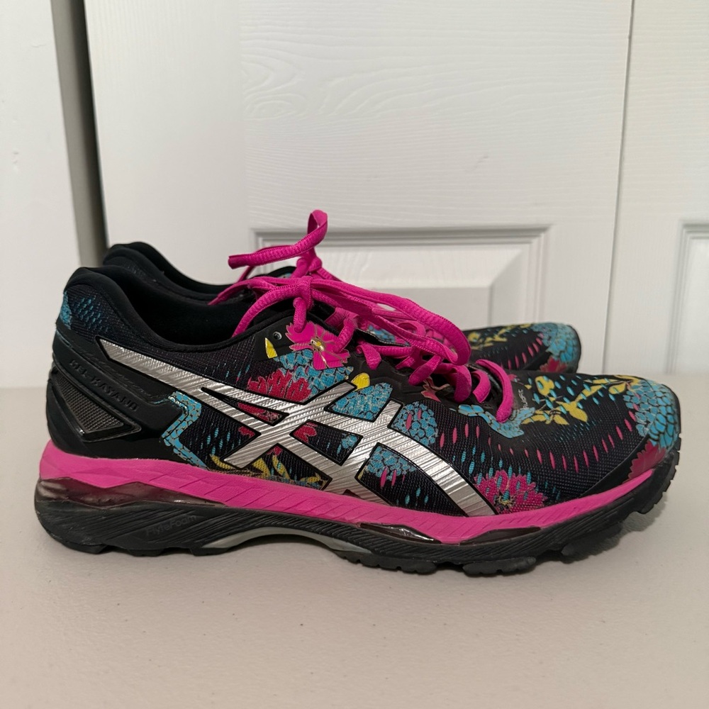 Asics 23 Gel-Kayano Womens Running Shoes Floral Design Colorful Pink Size 8.5